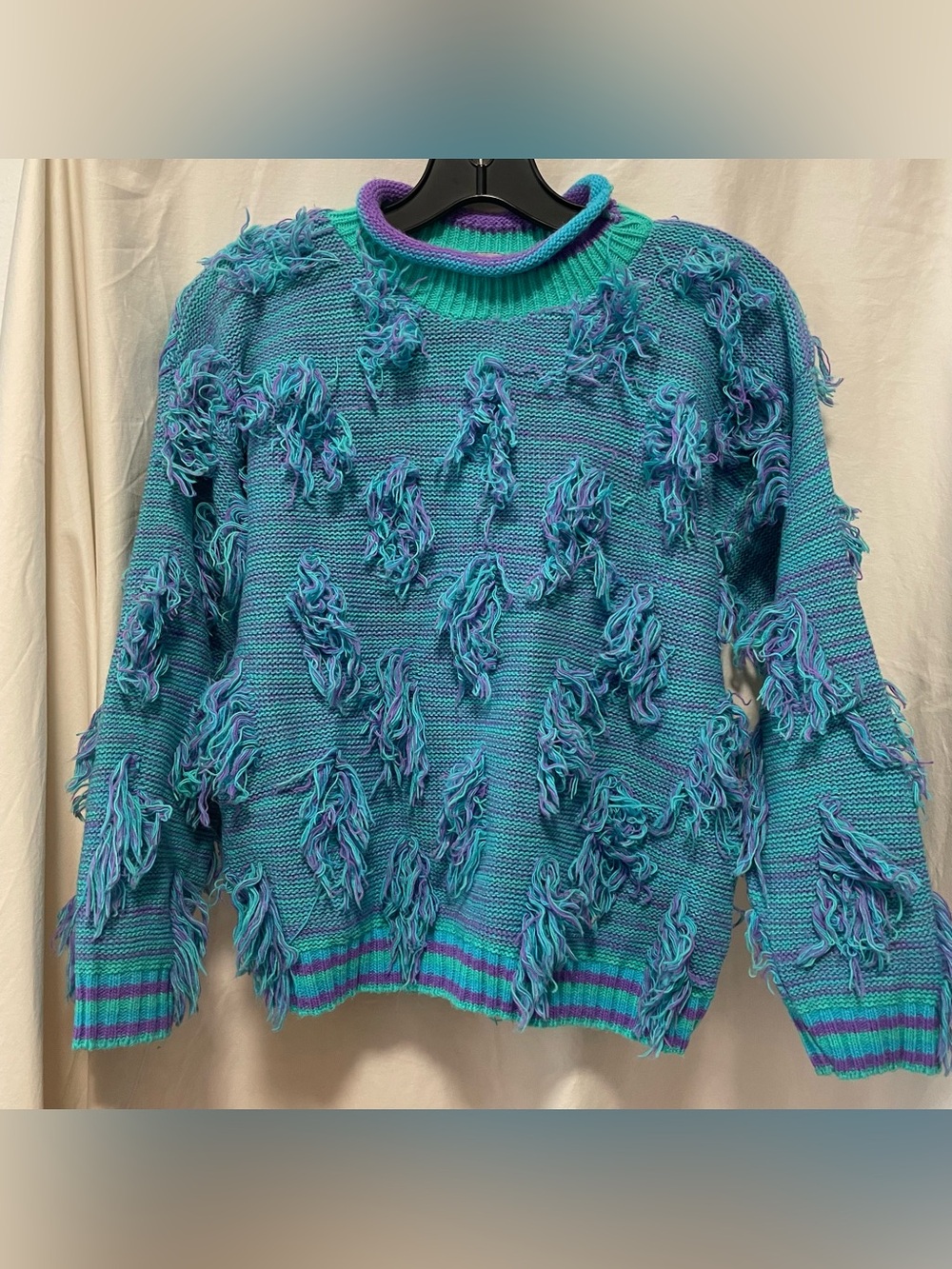 Vintage 90s Teal & Purple Crew Neck Sweater